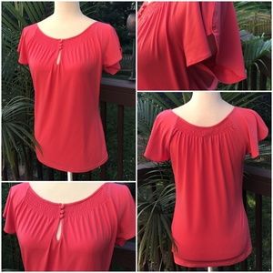 The Limited coral pink short flutter sleeve blouse